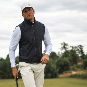 KJUS Men's Retention Vest size L black golf lightweight water repellent